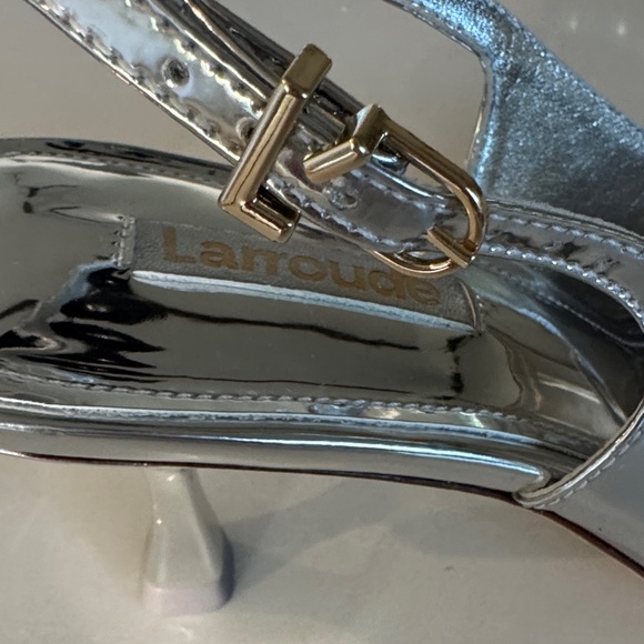 Larroude Ines Silver Specchio Slingbacks Size 7.5 - Picture 7 of 12